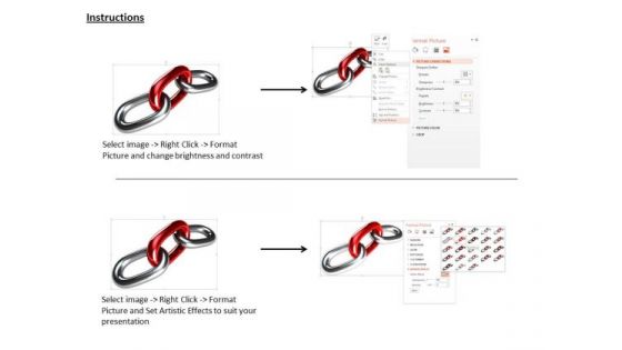 Stock Photo Design Of Red Silver Link Chain PowerPoint Slide