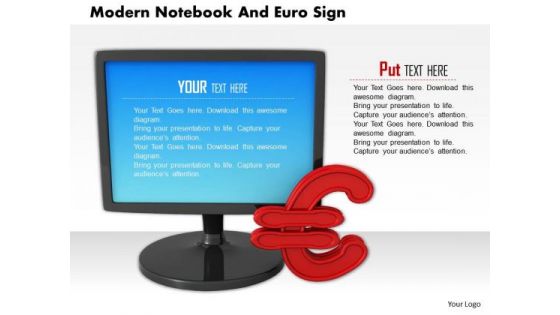 Stock Photo Desktop With Euro Symbol Finance Technology PowerPoint Slide