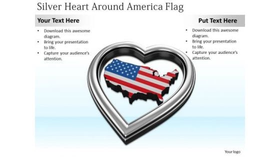 Stock Photo Developing Business Strategy Silver Heart Around America Flag Photos