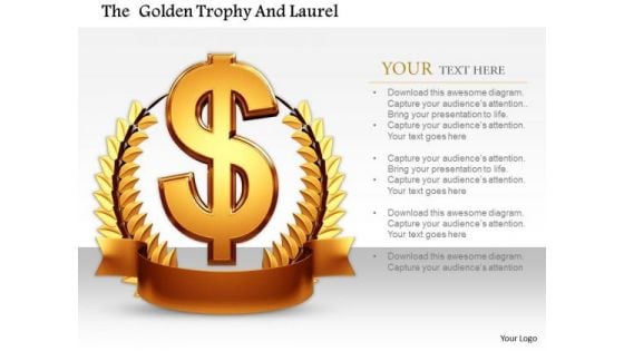 Stock Photo Dollar Laurel Award For Winner Pwerpoint Slide