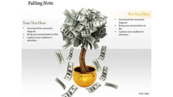 Stock Photo Dollar Notes Falling From A Tree PowerPoint Slide