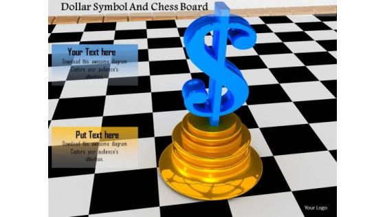 Stock Photo Dollar Symbol And Chess Board PowerPoint Slide