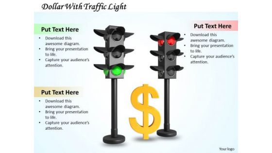 Stock Photo Dollar With Traffic Light PowerPoint Template