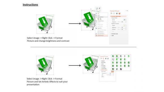 Stock Photo Download Arrow Icon In Shopping Cart PowerPoint Slide