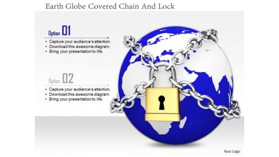 Stock Photo Earth Globe Covered Chain And Lock Image Graphics For PowerPoint Slide