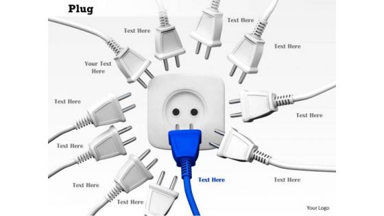 Stock Photo Electricity Plugs With Socket PowerPoint Slide