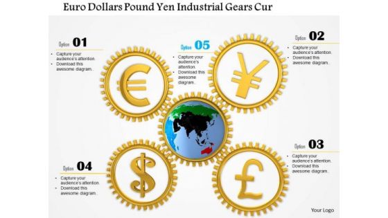 Stock Photo Euro Dollars Pound Yen Around Globe PowerPoint Slide