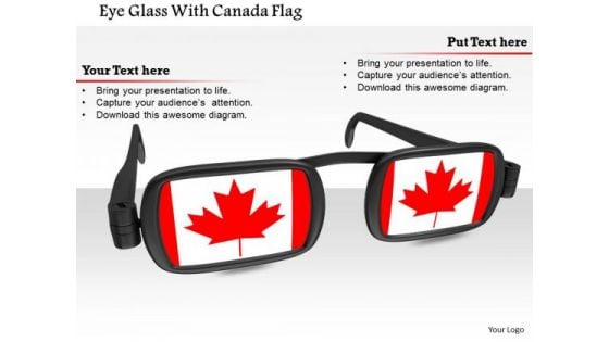 Stock Photo Eye Glass With Canada Flag PowerPoint Slide