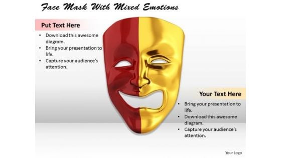 Stock Photo Face Mask With Mixed Emotions PowerPoint Template Stock Photo Face Mask With Mixed Emotions PowerPoint Template