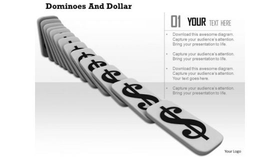 Stock Photo Falling Dominoes Of Dollar Symbol PowerPoint Slide