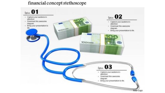 Stock Photo Financial Concept Stethoscope With Euro Note Bundles PowerPoint Slide