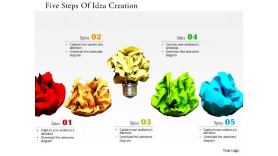 Stock Photo Five Steps Of Idea Creation PowerPoint Slide