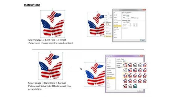 Stock Photo Flag Of America With Butterfly Shape PowerPoint Slide