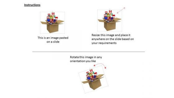 Stock Photo Flags Icons Card Board Box PowerPoint Slide