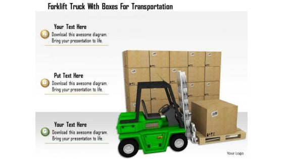 Stock Photo Forklift Truck With Boxes For Transportation PowerPoint Slide