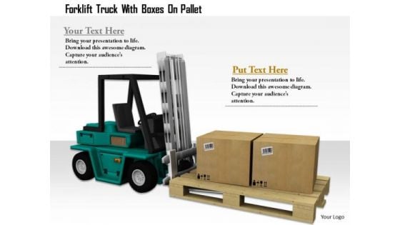 Stock Photo Forklift Truck With Boxes On Pallet PowerPoint Slide