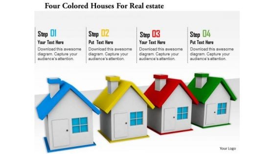 Stock Photo Four Colored Houses For Realestate Image Graphics For PowerPoint Slide