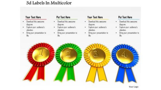 Stock Photo Four Colored Labels On White Background PowerPoint Slide