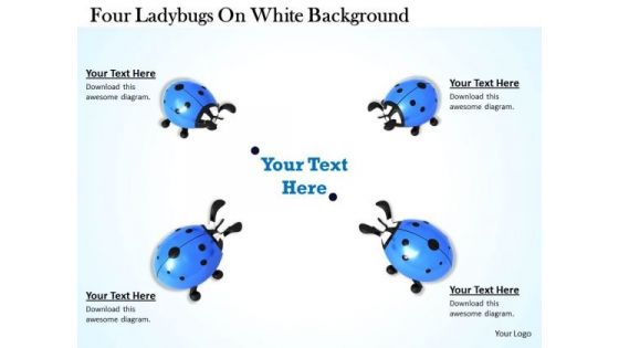 Stock Photo Four Ladybugs On White Background PowerPoint Template