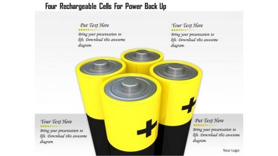 Stock Photo Four Rechargable Cells For Power Back Up PowerPoint Slide