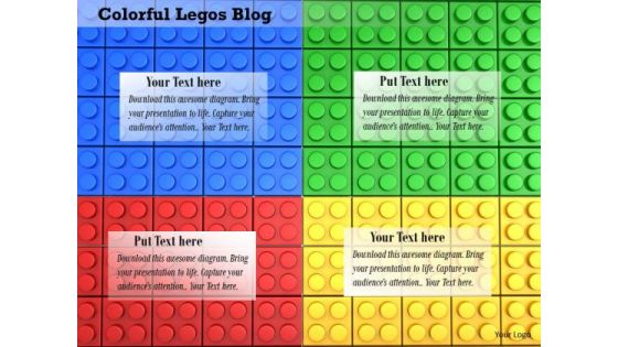 Stock Photo Four Segments With Lego Blocks Design PowerPoint Slide