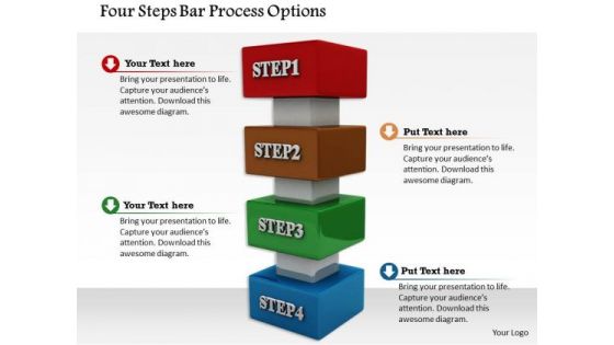 Stock Photo Four Steps Bar Process Options PowerPoint Slide