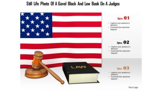 Stock Photo Gavel And Law Book With Us Flag PowerPoint Slide