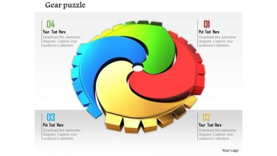 Stock Photo Gear Puzzle Design For Process Flow PowerPoint Slide