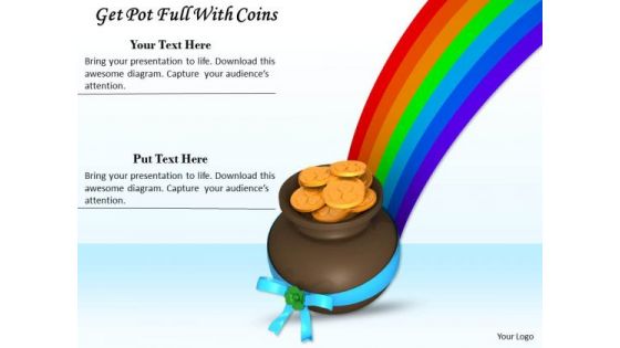 Stock Photo Get Pot Full With Coins PowerPoint Template