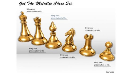 Stock Photo Get The Metallic Chess Set PowerPoint Template