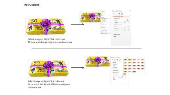 Stock Photo Gift Of 50 Dollar Notes Bundle PowerPoint Slide