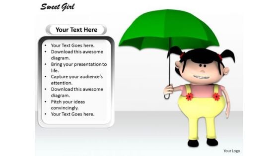 Stock Photo Girl Holding Green Umbrella Pwerpoint Slide Stock Photo Girl Holding Green Umbrella Pwerpoint Slide