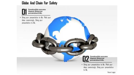 Stock Photo Globe And Chain For Safety Image Graphics For PowerPoint Slide