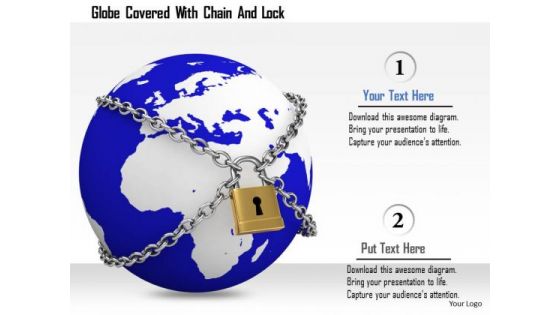 Stock Photo Globe Covered With Chain And Lock Image Graphics For PowerPoint Slide