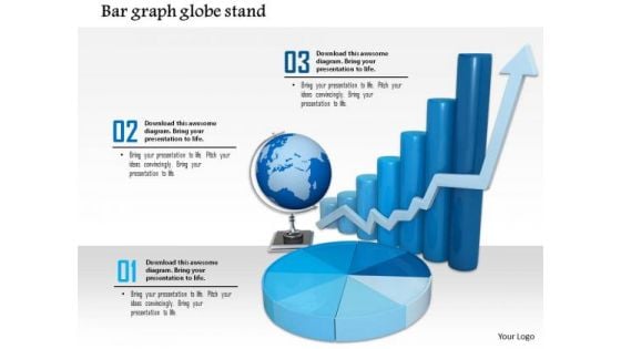 Stock Photo Globe With Bar Graph For Business PowerPoint Slide