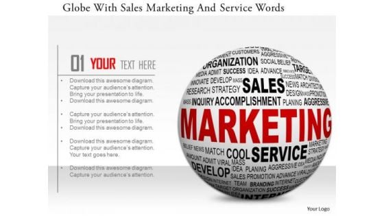 Stock Photo Globe With Sales Marketing And Service Words PowerPoint Slide