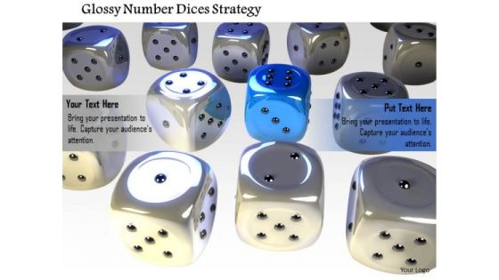 Stock Photo Glossy Number Dices Strategy PowerPoint Slide