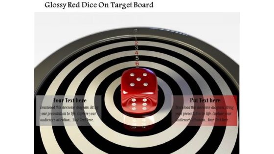 Stock Photo Glossy Red Dice On Target Board PowerPoint Slide