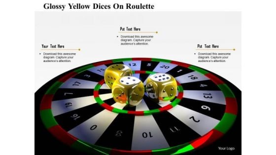 Stock Photo Glossy Yellow Dices On Roulette PowerPoint Slide