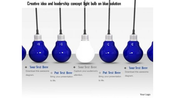 Stock Photo Glowing Bulb In Center Of Blue Bulbs PowerPoint Slide