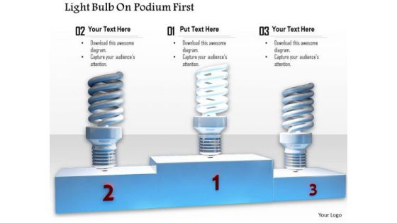 Stock Photo Glowing Light Bulb On First Postion PowerPoint Slide
