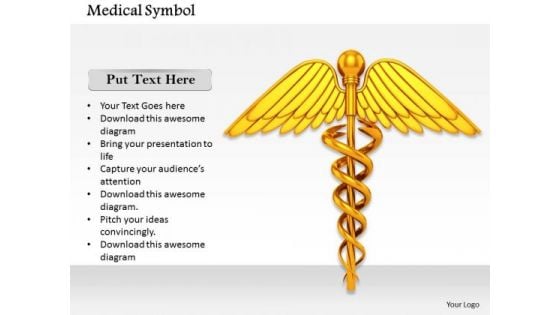 Stock Photo Gold Color Medical Symbol PowerPoint Slide