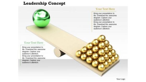 Stock Photo Gold Spheres Big Green Sphere On Seesaw PowerPoint Slide