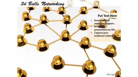 Stock Photo Golden Balls Connected In Network PowerPoint Slide