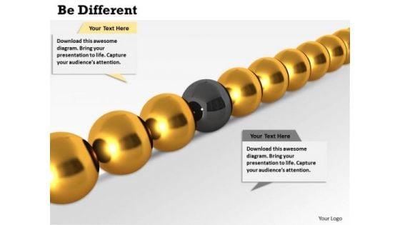 Stock Photo Golden Balls With One Black In Middle For Leadership PowerPoint Slide
