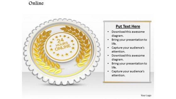 Stock Photo Golden Batch With 24 Hours Online Text PowerPoint Slide