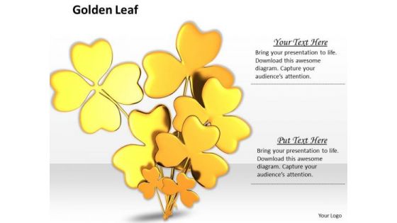 Stock Photo Golden Clover Leaves On White Background PowerPoint Slide