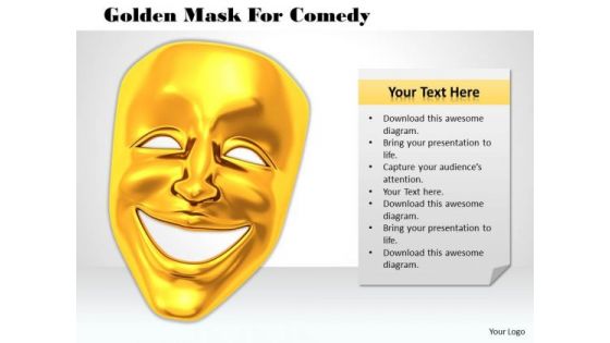 Stock Photo Golden Mask For Comedy PowerPoint Template