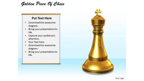 Stock Photo Golden Piece Chess Game Concept PowerPoint Slide