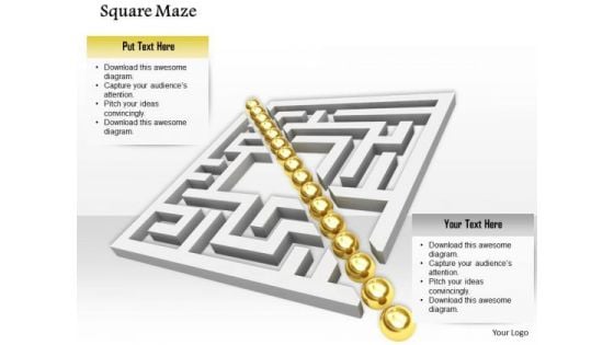 Stock Photo Golden Row In Center Of Square Maze PowerPoint Slide